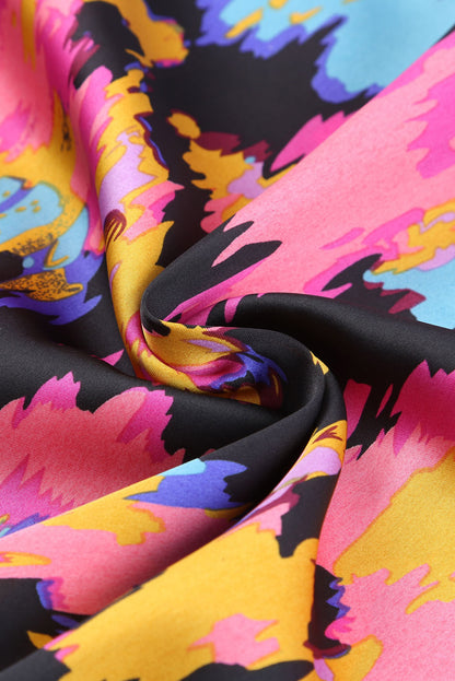 Blusa con mangas abullonadas y cuello en V con estampado de grafiti 