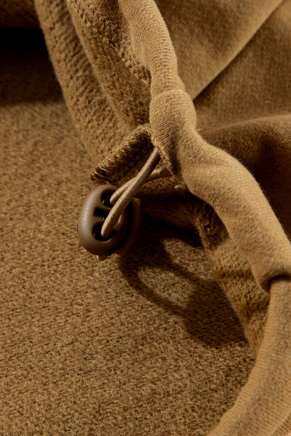 Sweat à capuche ample doublé en polaire marron avec poches kangourou à demi-fermeture éclair