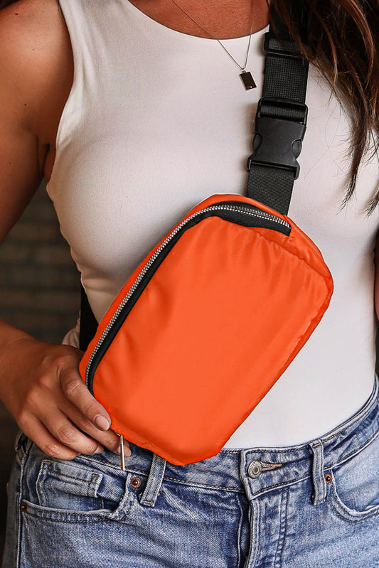 Orange Waterproof Zipped Crossbody Chest Bag 20*5*14cm