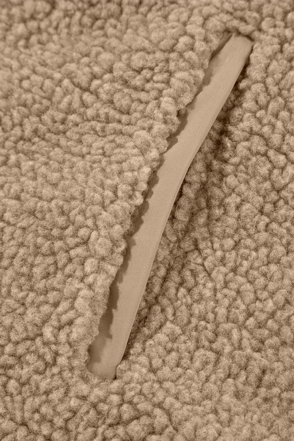 Veste polaire kaki pâle à capuche et poches zippées avec cordon de serrage