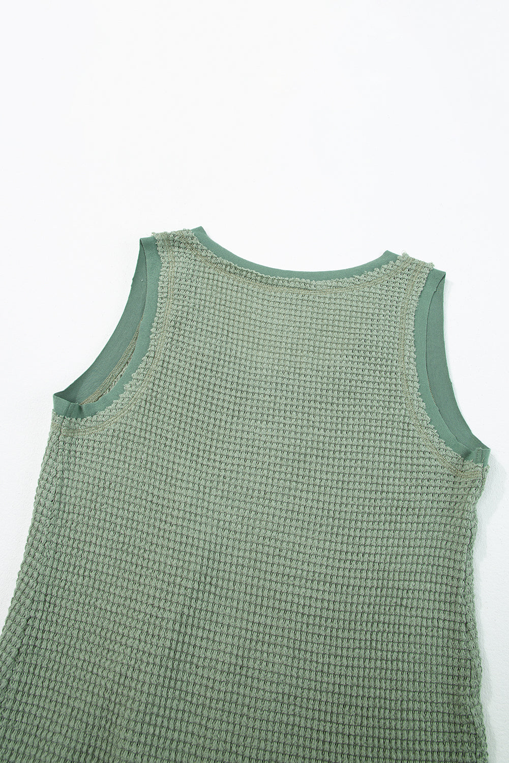 Gilet fluide en tricot gaufré à col rond vert d'eau