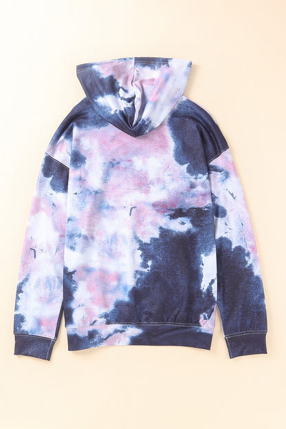 Sudadera con capucha y bolsillo de canguro multicolor con efecto tie-dye
