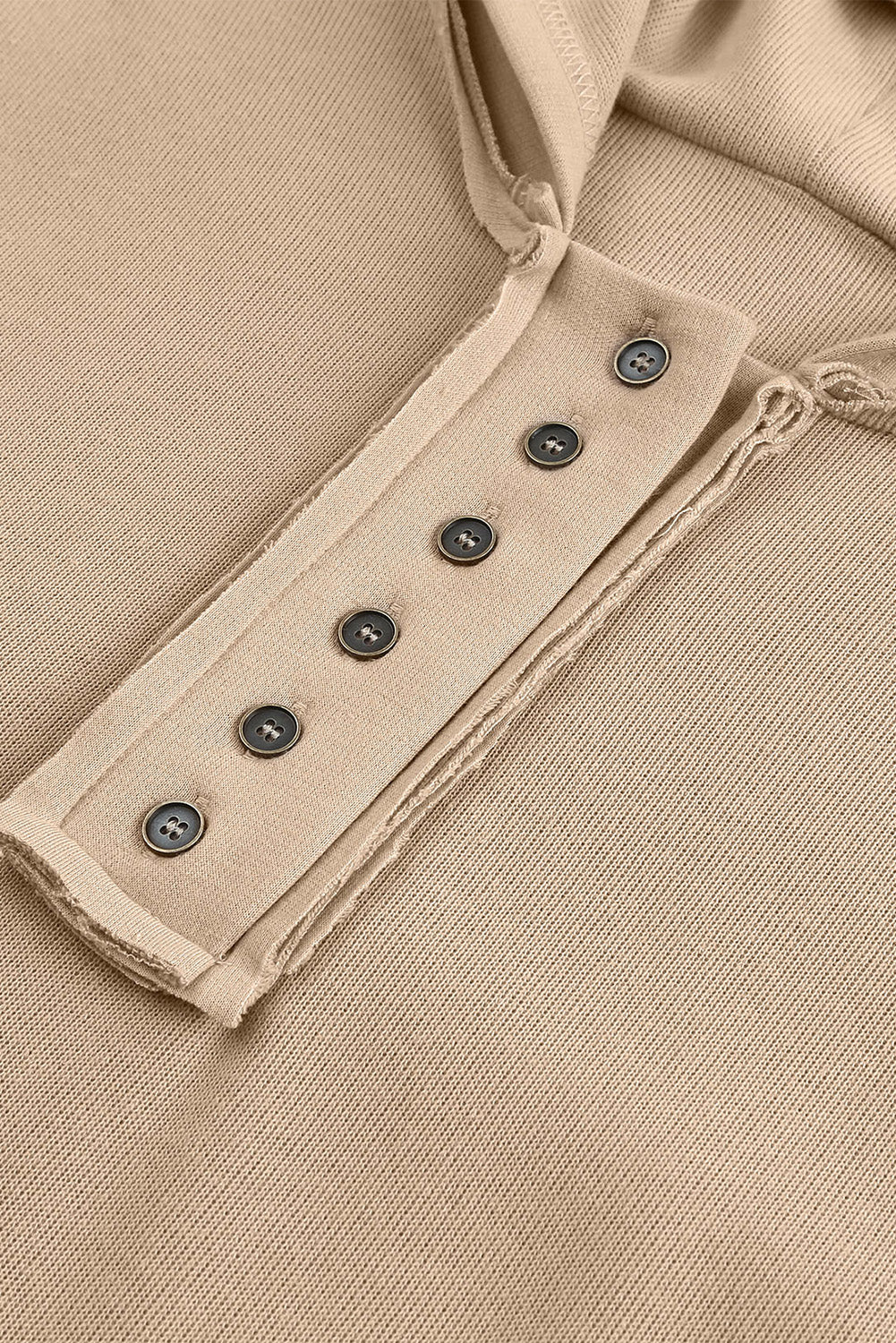 Sweat à capuche décontracté à boutons et bordures patchwork unies 