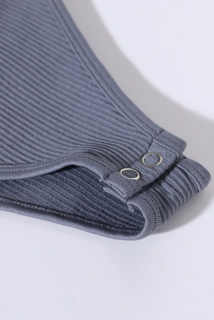 Solid Color Ribbed Sleeveless Sport Romper