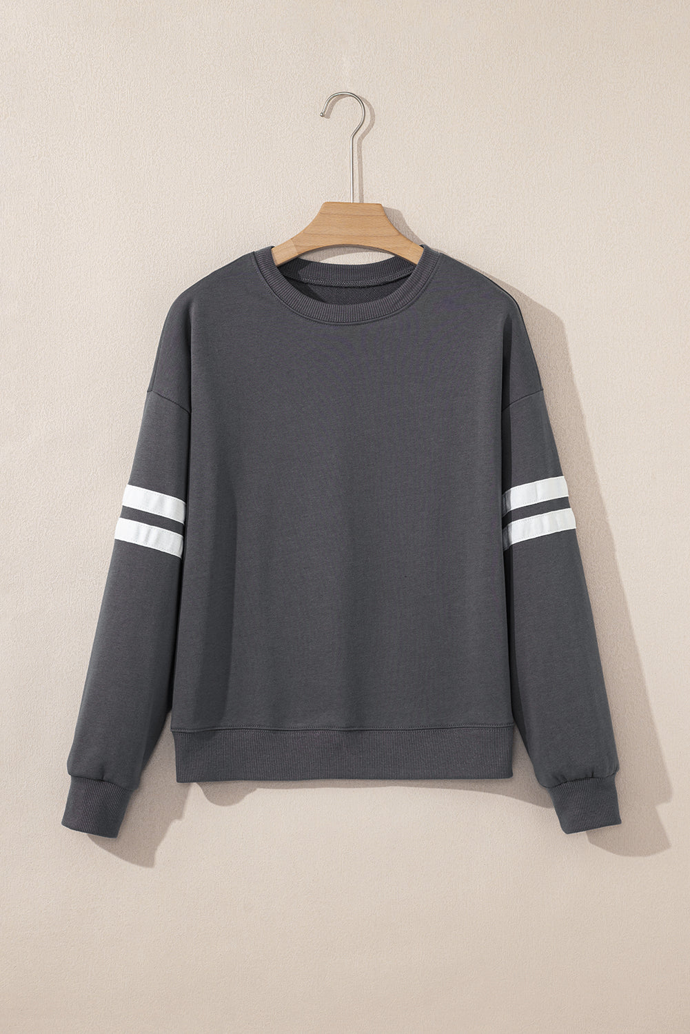 White Varsity Striped Detail Drop Shoulder Oversized Sweatshirt