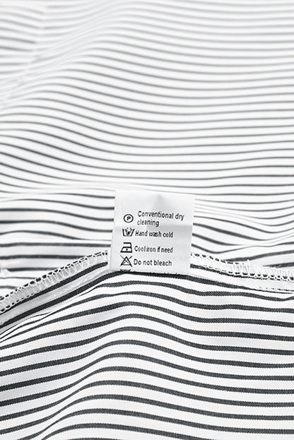 Camisa Boyfriend de rayas con puños fruncidos y bolsillo