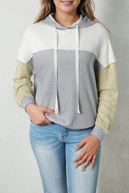 Sweat à capuche patchwork gris colorblock 