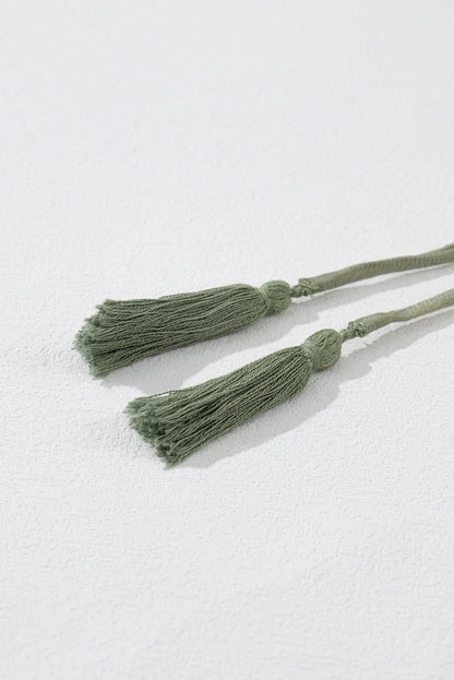 Chemisier texturé à manches flottantes et col en V vert brume des prés