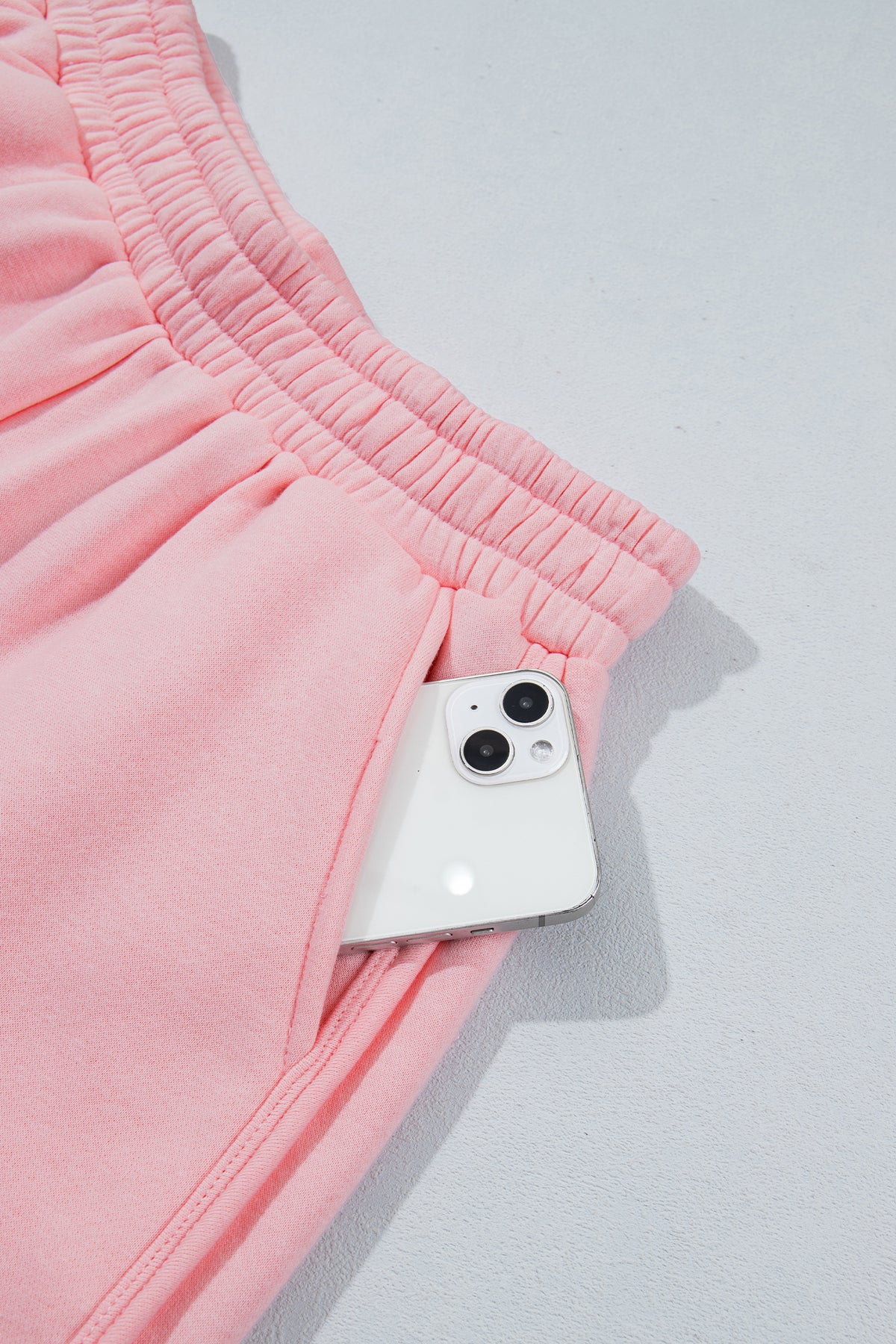 Light Pink High Neck Exposed Seam Drop Shoulder Baggy Pullover Short Set