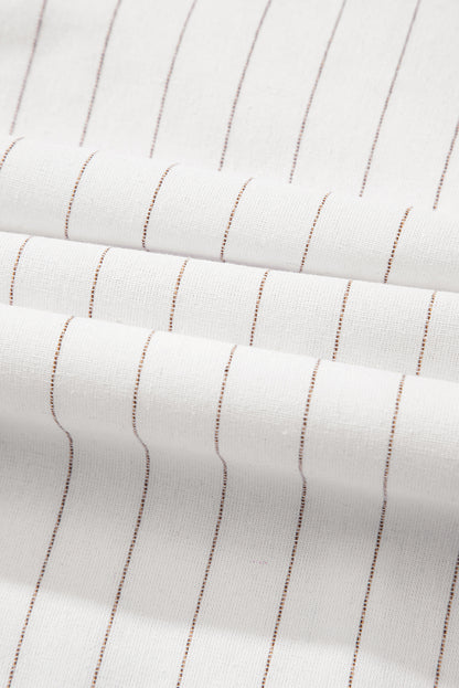 Beige Stripe Spaghetti Strap Pocketed High Waist Maxi Dress