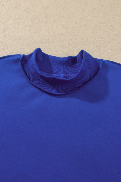 Bluing Oversize Drop Shoulder Reversible Mock Neck Sweatshirt