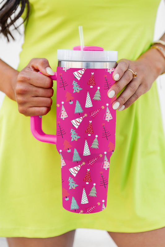 Tasse isotherme blanche à motif sapin de Noël 