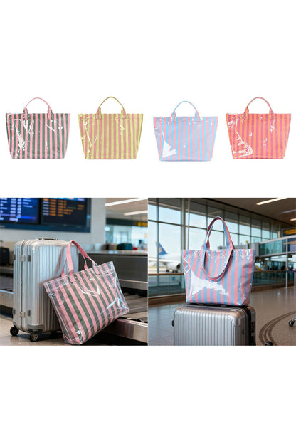 Glossy Striped Vinyl Large Tote Bag