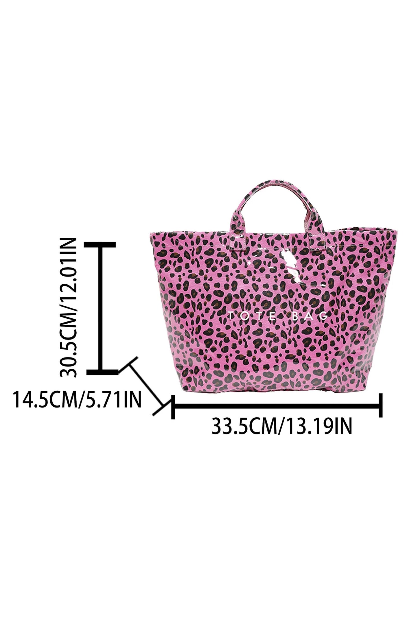 Rose Red Leopard PU Leather Water Proof Tote Bag