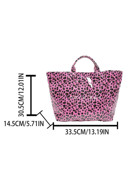 Rose Red Leopard PU Leather Water Proof Tote Bag