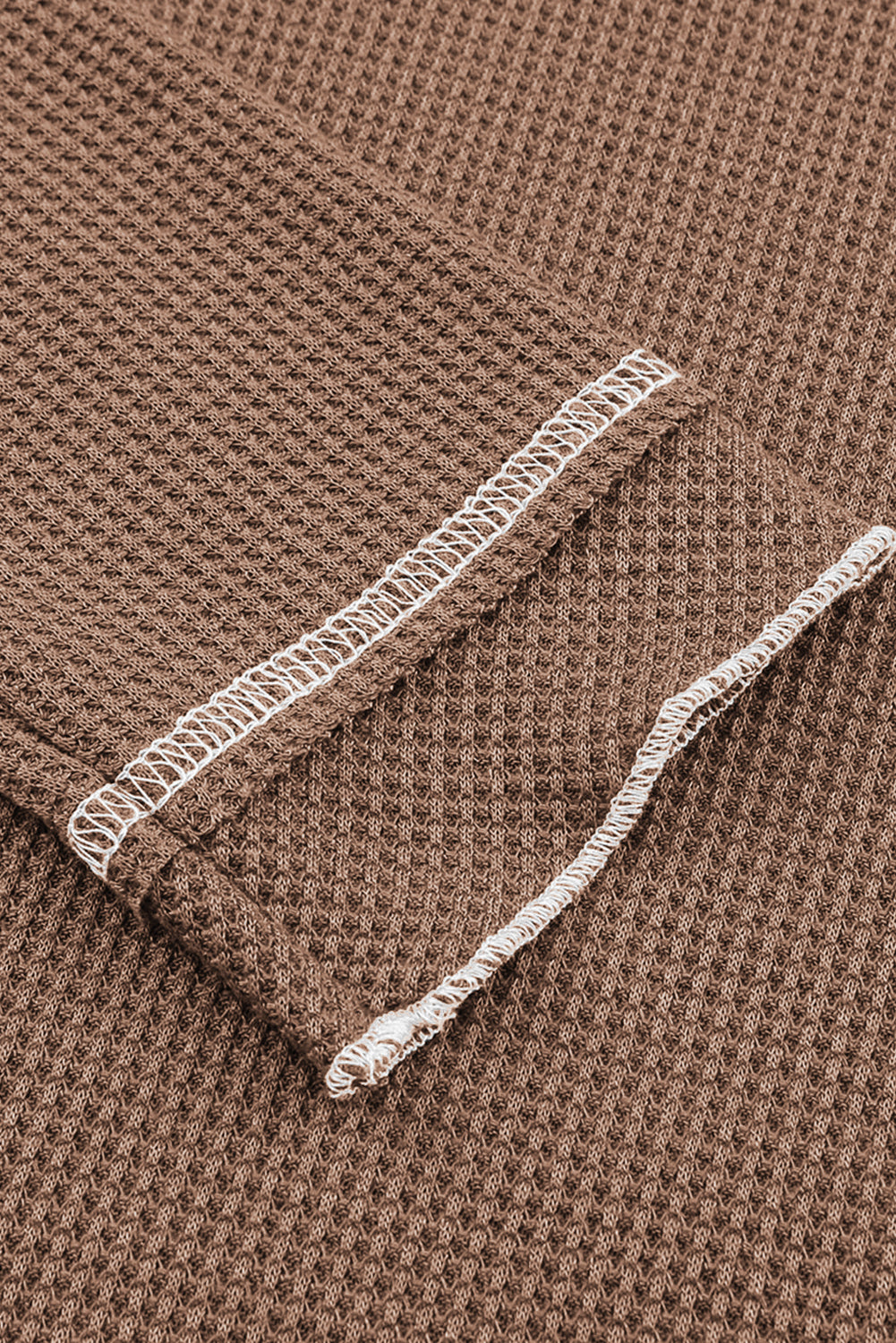 Smoke Gray Textured Round Neck Long Sleeve Top