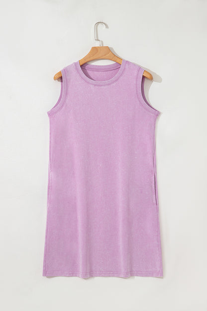 Phalaenopsis Mineral Wash Tank Mini Dress with Pockets