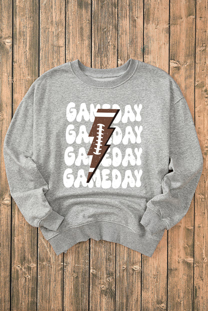 Sweat-shirt gris à imprimé GAME DAY Lightning Rugby Football