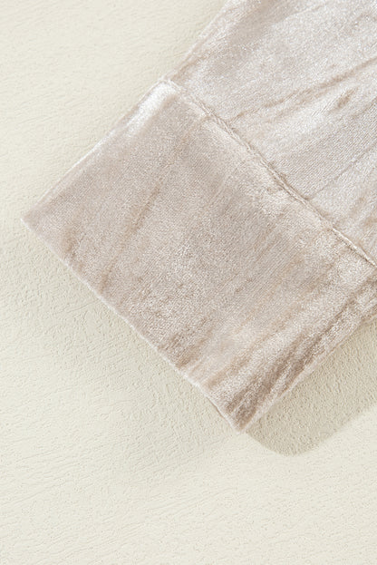 Chemise ample en velours boutonnée avec poches poitrine et coupe ample en polaire dorée