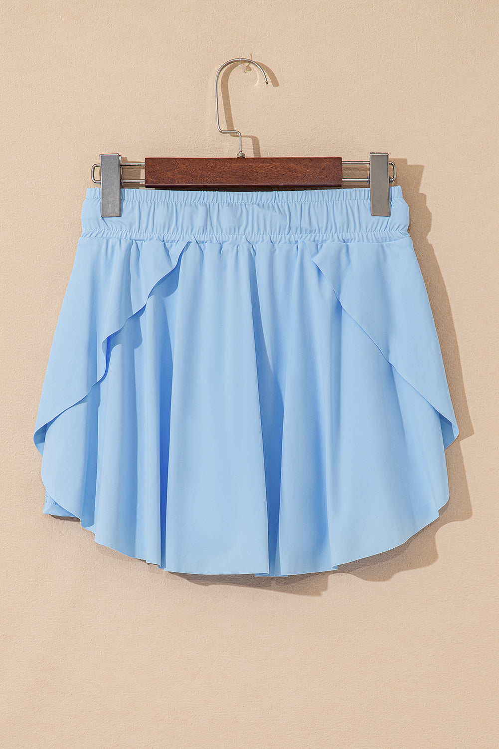 Sky Blue Drawstring Elastic Waistband Lined Tennis Skorts
