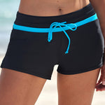 Blue Trim Black Women Swim Boardshort