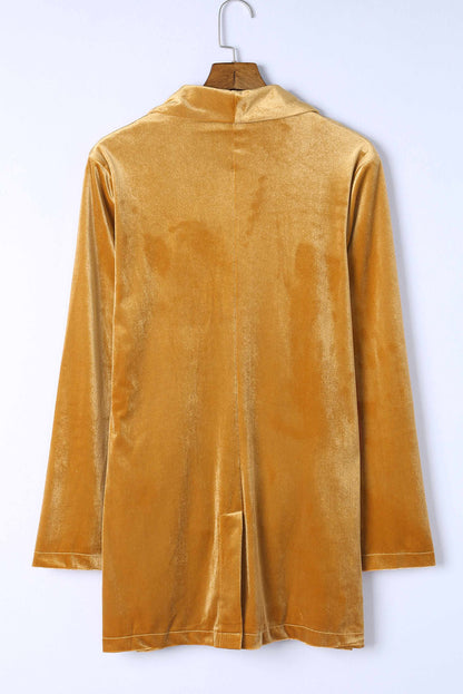 Blazer casual de terciopelo con bolsillos 