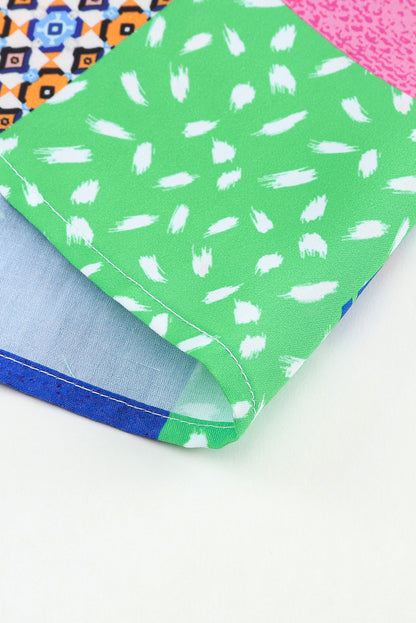 Camisa de manga abullonada con botones y estampado floral multicolor