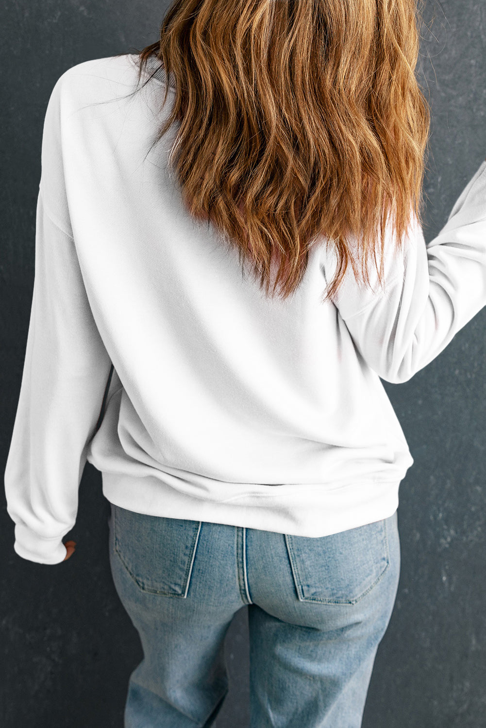 Dark Green Solid Classic Crewneck Pullover Sweatshirt