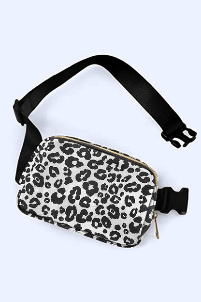 Leopard Print Buckle Canvas Chest Bag 20*5*14cm
