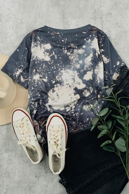 Haut à manches courtes multicolore à imprimé léopard et lettres LIGHT