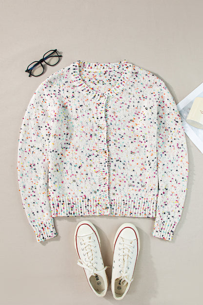 Cardigan blanc à confettis multicolores