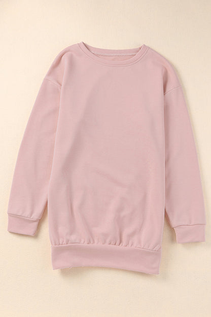 Crew Neck Slit Buttons Sweatshirt