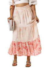 Floral Print Ruffle Hem Tiered Maxi Skirt