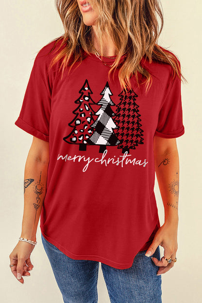Camiseta de manga corta con estampado gráfico de Merry Christmas Trees
