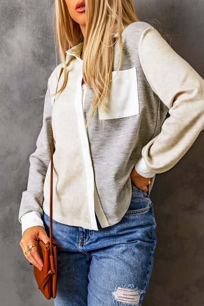 Chemise en tricot à blocs de couleur et bordure contrastée