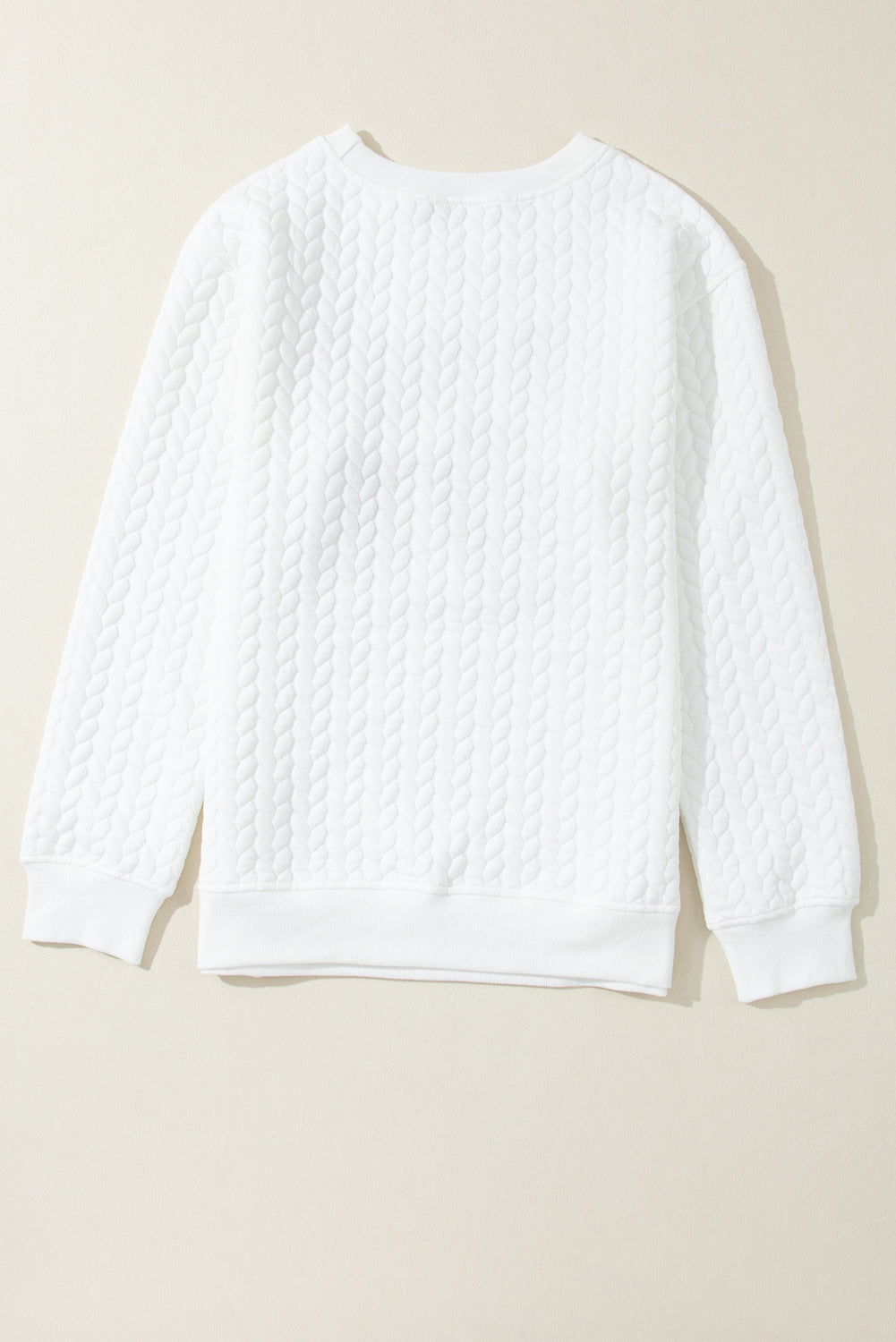 Sweat-shirt blanc en maille torsadée brodée chenille LOVE