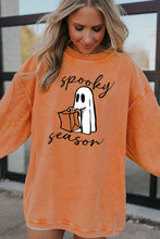 Sudadera de canalé con estampado de fantasma Spooky Season naranja
