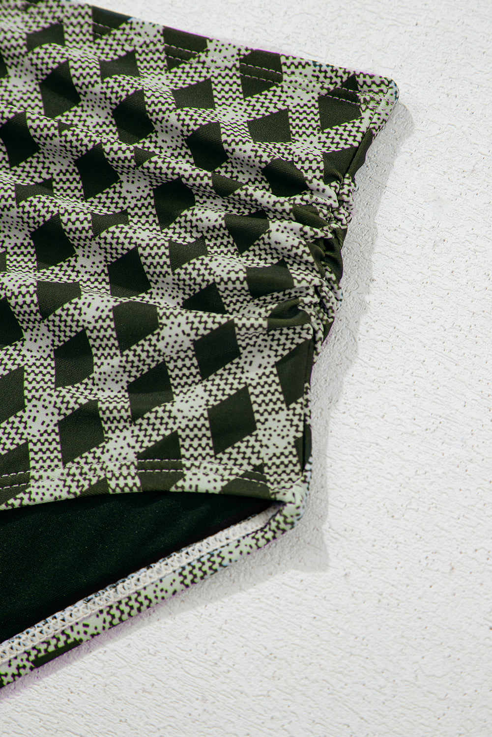 Bikini taille haute à carreaux et pois verts