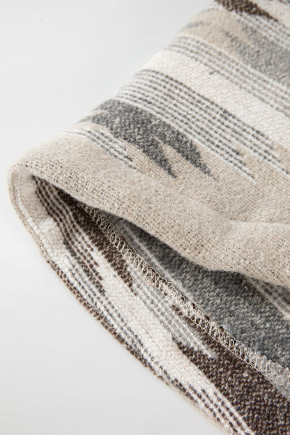 Manteau kaki à imprimé aztèque occidental en sherpa avec poches à rabat boutonnées