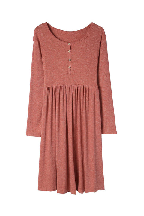Plus Size Mineral Washed Ribbed Henley Dress