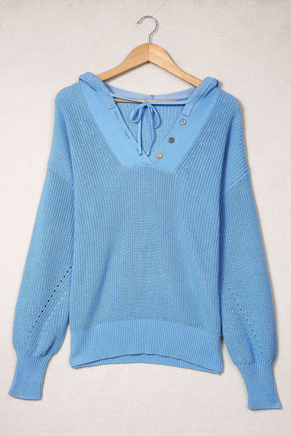 Pull à capuche col V Henley 