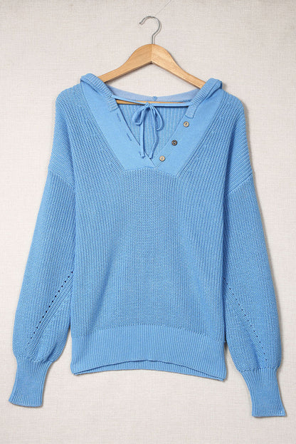 Pull à capuche col V Henley 