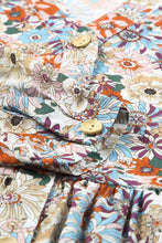 Multicolor Split Neck Buttons Front Shirt Floral Dress
