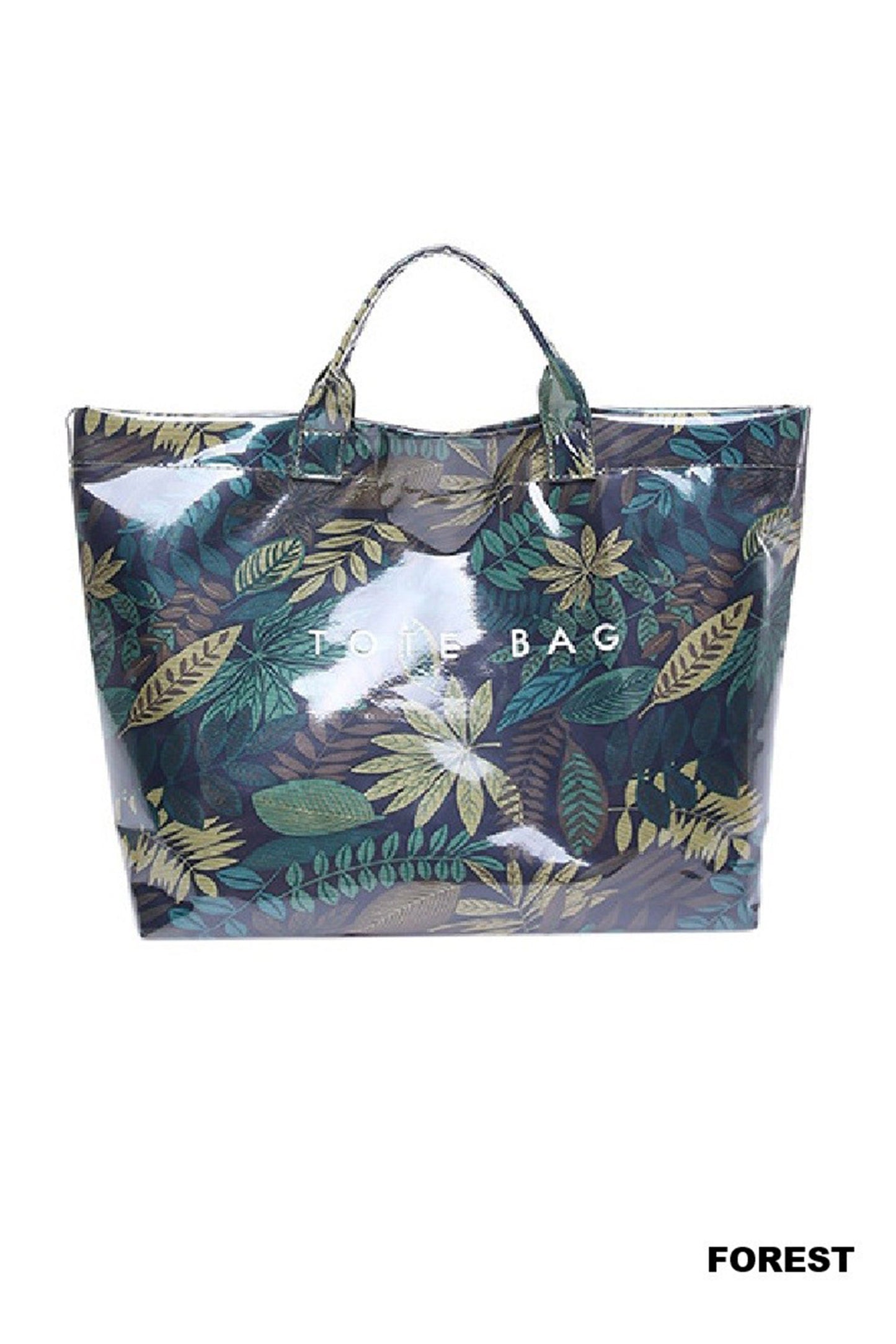 Blackish Green Tropical Print Travel Tote Bag