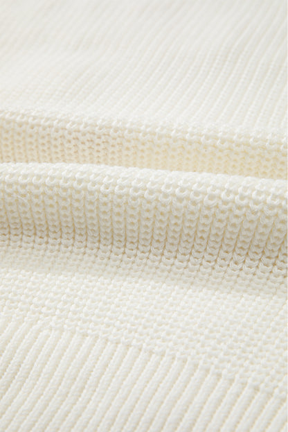 Pull de Noël rayé blanc avec lettres lumineuses et joyeuses