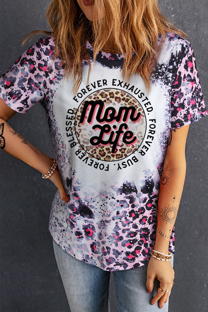 Blank Apparel - Pink Leopard Dyed Print Bleached Blank Tee