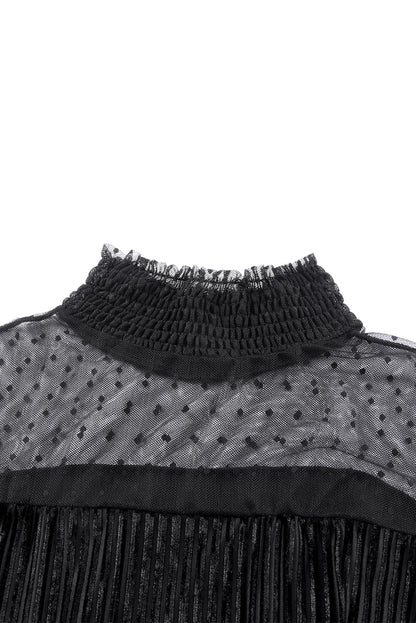 Body en velours côtelé à manches longues et pois transparents