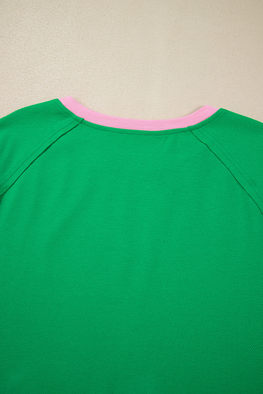Ensemble t-shirt ras du cou et short texturés bicolores vert vif