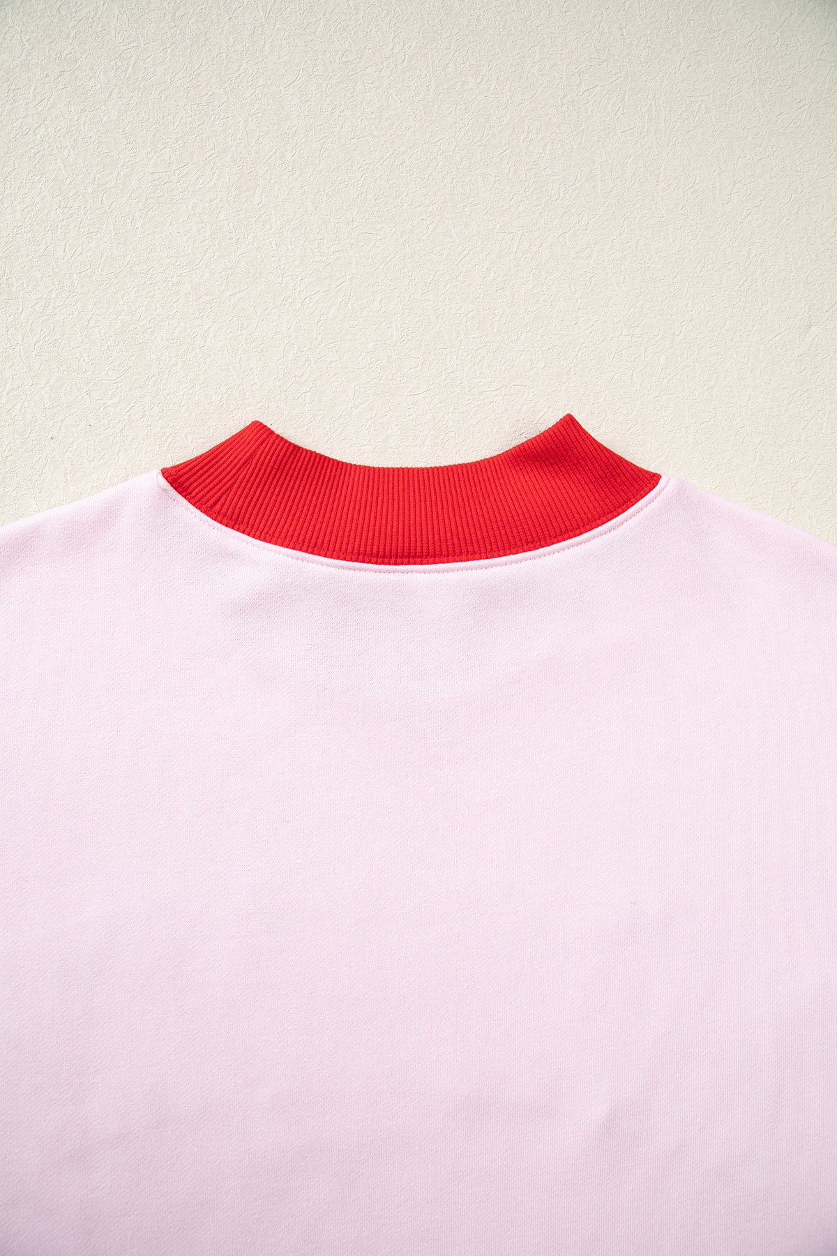 Pink Polka Dot Letter Graphic Colorblock Tunic Sweatshirt