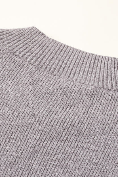 Jersey gris extragrande con hombros caídos y mangas abullonadas 